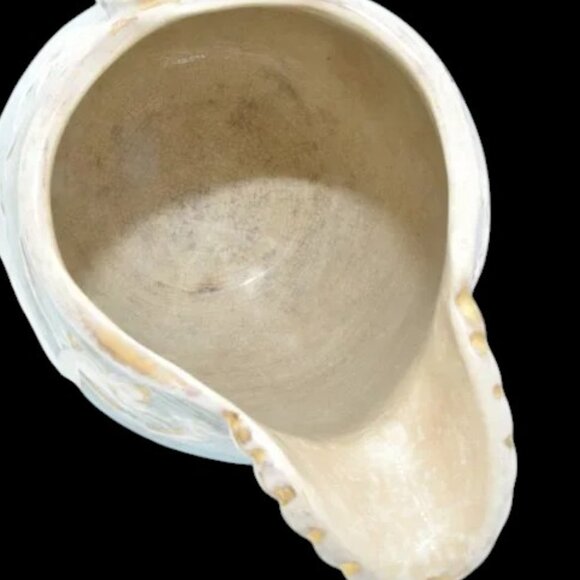 Vintage Hand Painted Pitcher Leaf & Web Design Blue Purple Yellow Tan Gold - Picture 8 of 8